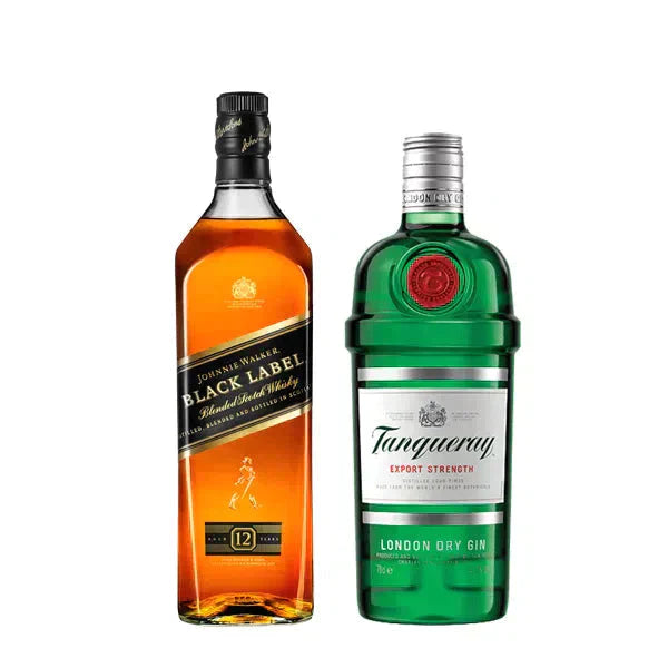 COMBO WHISKY JOHNNIE WALKER BLACK LABEL 750ML + GIN TANQUERAY LONDON DRY 750ML