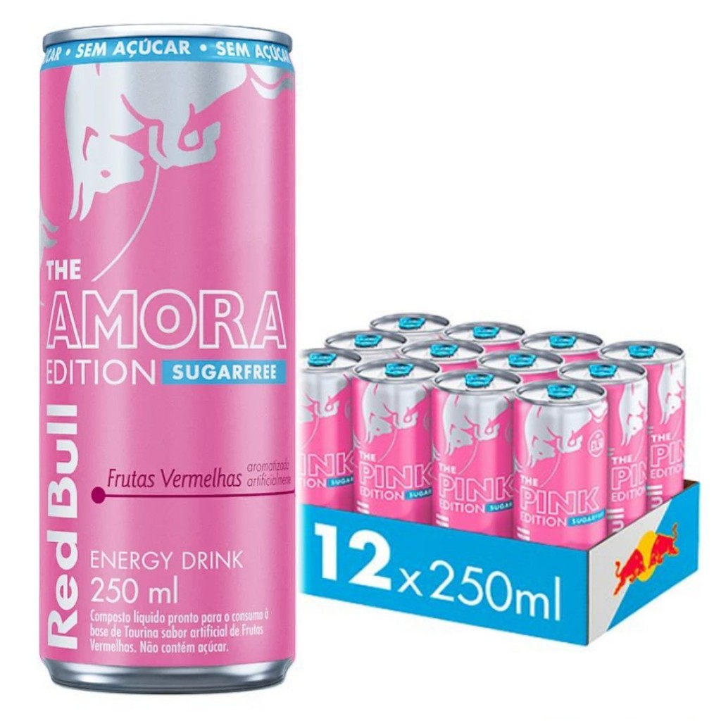 Energético Red Bull Energy Drink Amora Edition Sugarfree 250ml 12 UNIDADES