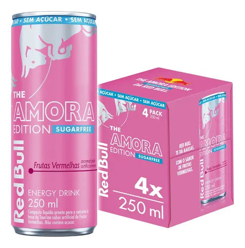 Energético Red Bull Energy Drink Amora Edition Sugarfree 250ml 6 UNIDADES