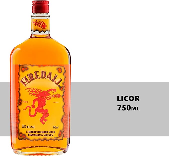 Kit Licor de Whisky Fireball 750ml + 2 Copos Shot