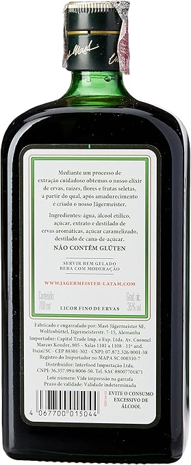 Licor Jagermeister, Licores Herbais, 700 ml, Pacote de 1