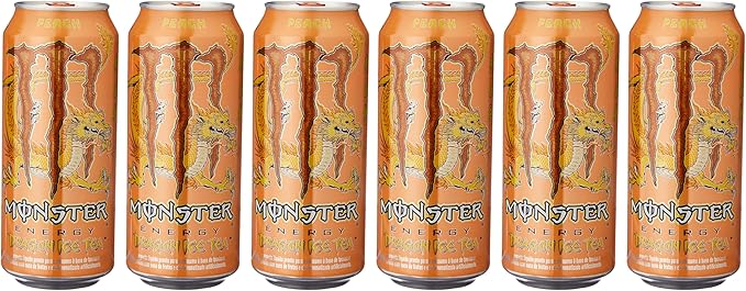 Pack de Energético Monster Dragon Tea Pêssego lata 473ml - 6 unidades