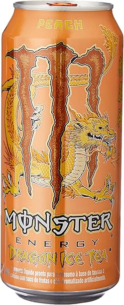 Pack de Energético Monster Dragon Tea Pêssego lata 473ml - 6 unidades