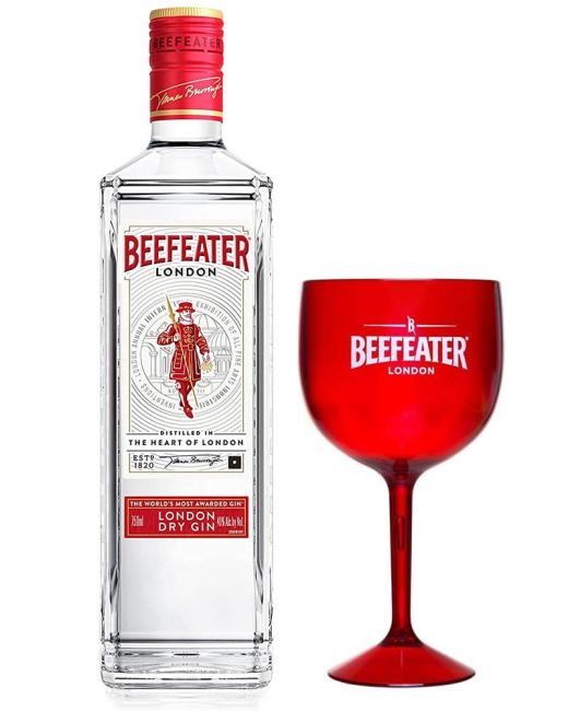 Gin Beefeater London 750ml - Kit com Taça de Vidro e Embalagem para Presente