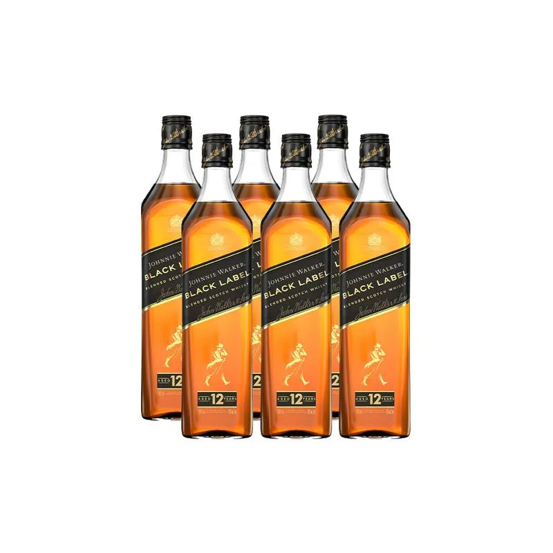 Kit Whisky Johnnie Walker Black Label 12 anos 1L - 6 Garrafas