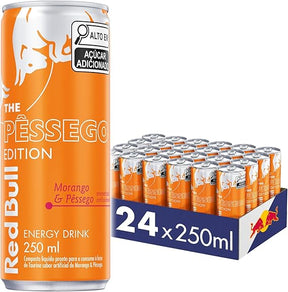 Energético Red Bull Energy Drink Summer Edition Morango e Pêssego 250ml 24 UNIDADES