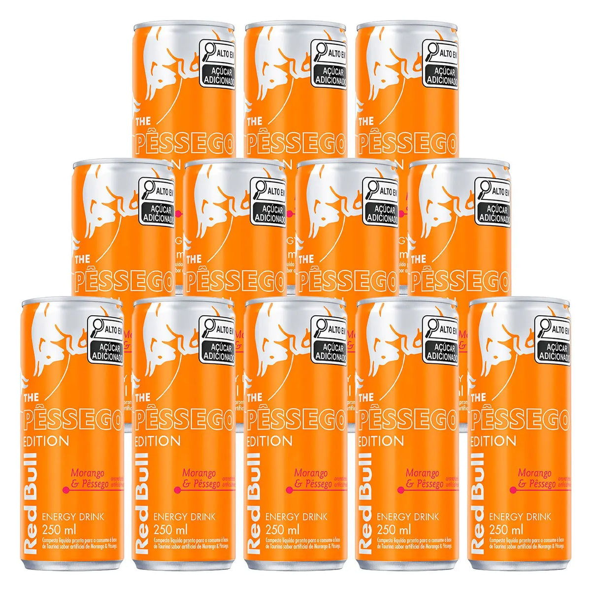 Energético Red Bull Energy Drink Summer Edition Morango e Pêssego 250ml 12 UNIDADES