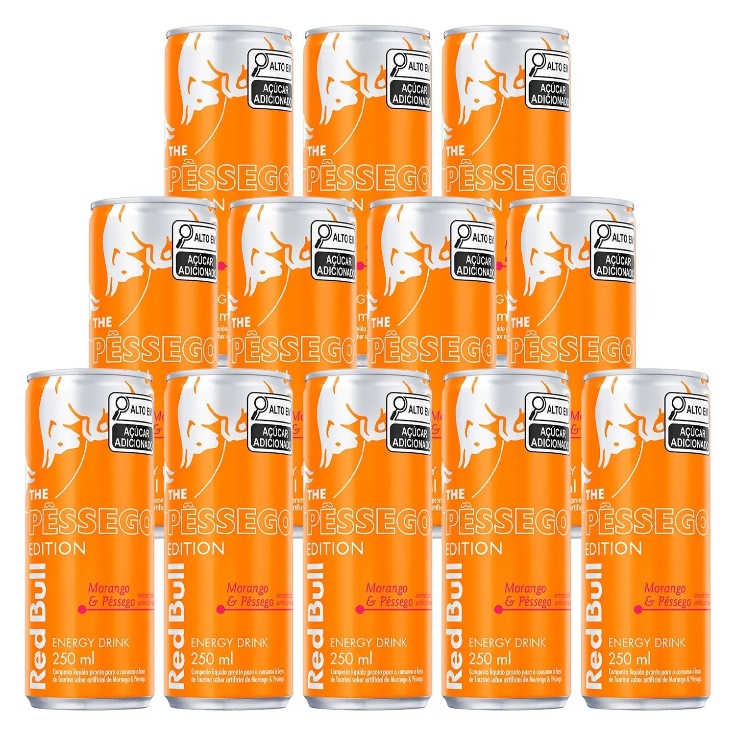 Energético Red Bull Energy Drink Summer Edition Morango e Pêssego 250ml 12 UNIDADES