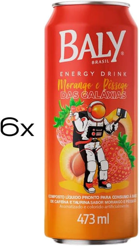 Energético Baly Morango e pêssego Pack 6unix473ml