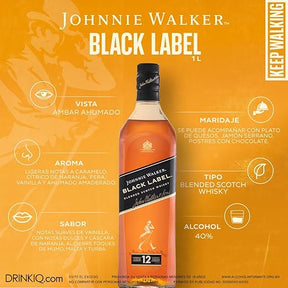 Kit Whisky Johnnie Walker Black Label 12 anos 1L - 6 Garrafas