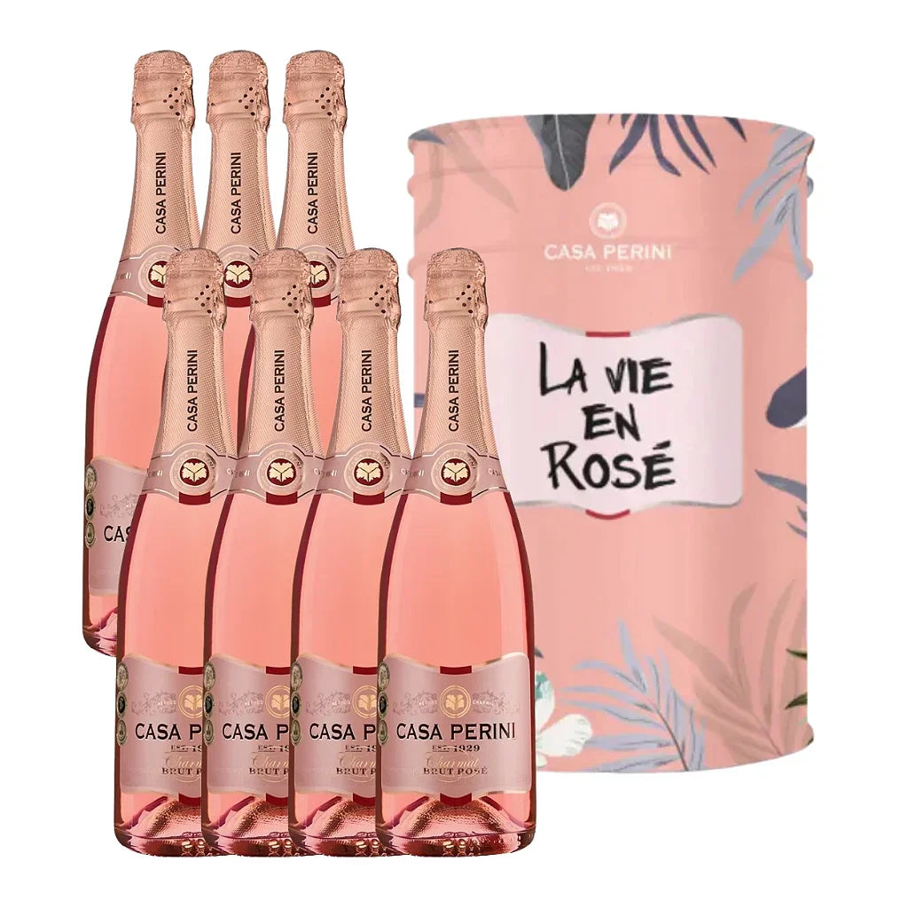 Kit Espumante Casa Perini Brut Rose 07 Garrafas + Balde Original