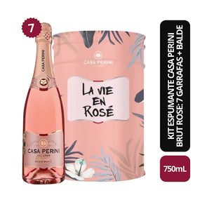 Kit Espumante Casa Perini Brut Rose 07 Garrafas + Balde Original