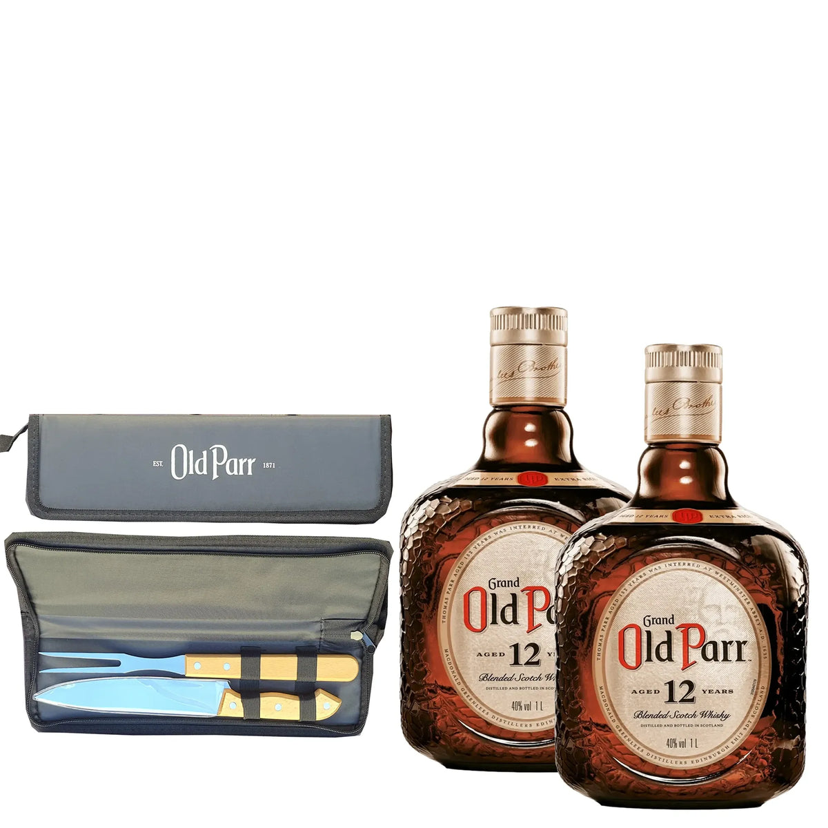 KIT PAI CLÁSSICO - 2 UN OLD PARR 12 ANOS 1Lt & FACA FORJADA